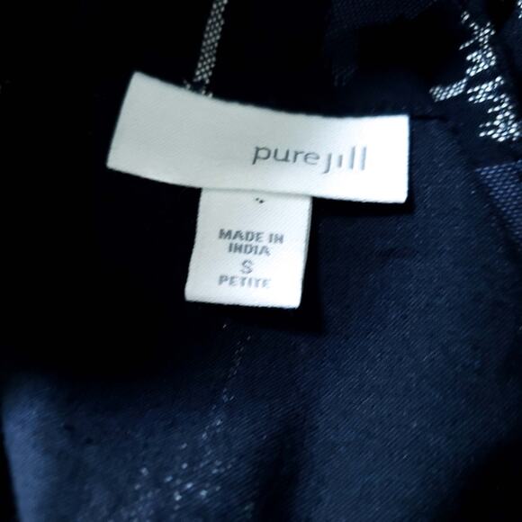 Pure Jill Oversize Blouse Blue Geo Pattern Small Petite Drop Shoulder Top Shirt - Picture 5 of 6